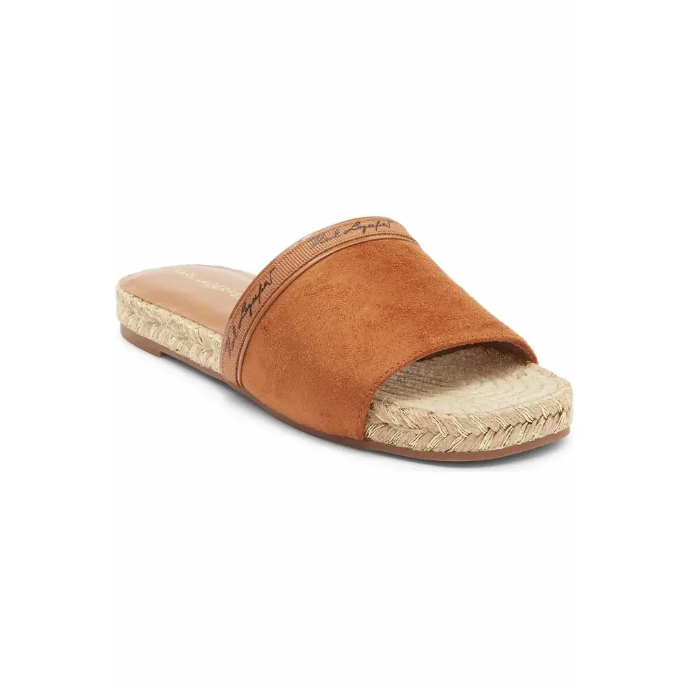 Karl Lagerfeld Paris Espadrille Slide Sandals Brown Logo NEW $119